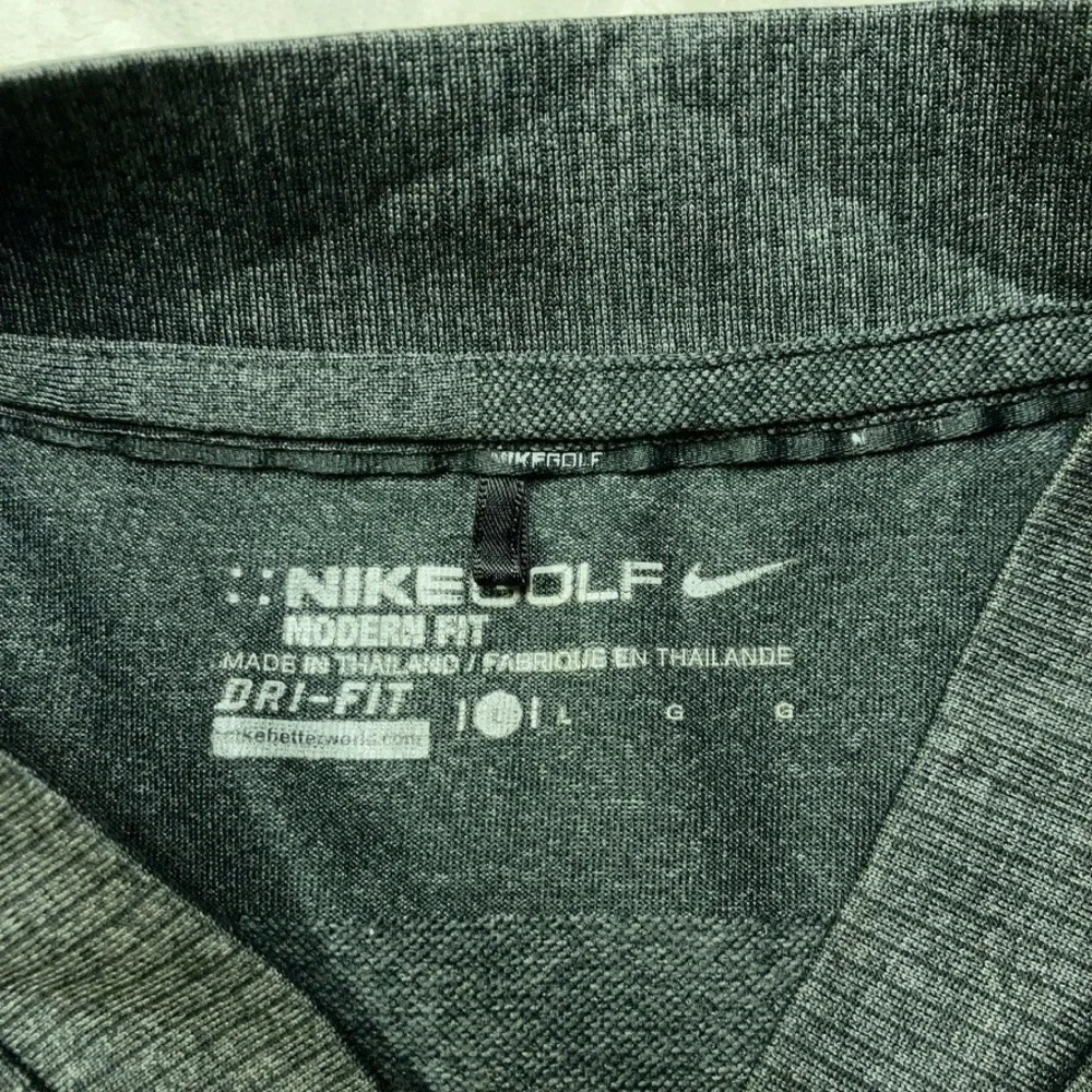 Nike Golf Blade Collar Polo Shirt Gray Modern Dri Fit Stripe 799107 Mens Large
